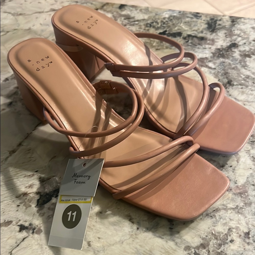 A New Day NWT Pink Heeled Sandals with Strappy Design